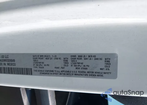 2021 Ram Promaster 1500 Low Roof 136 Wb from USA, damaged, VIN 3C6LRVAG5ME559849